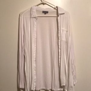 White long sleeve sheer collared cardigan